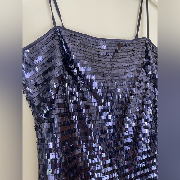 NWT Eliza J Square Neck Sequin Sheath Dress Navy Blue Size 14 - Picture 3 of 8